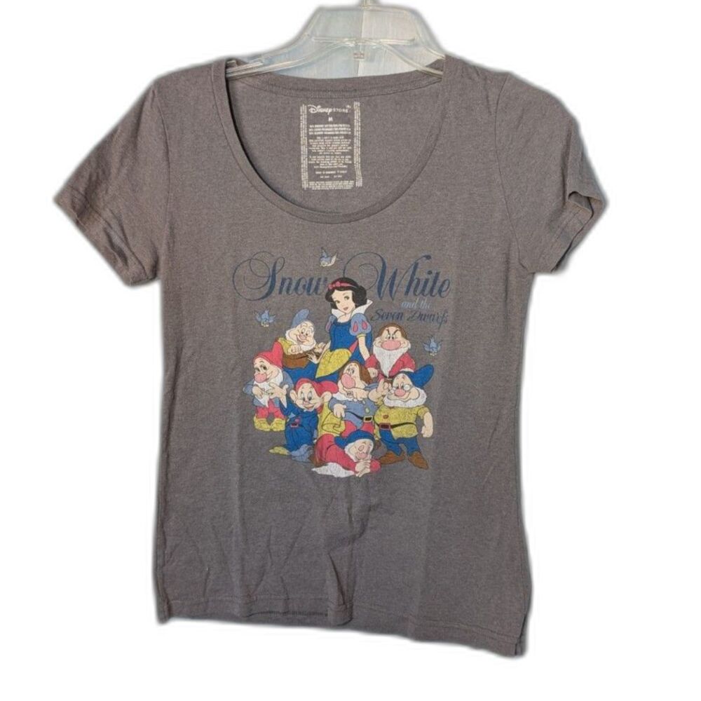 VINTAGE Disney Store Snow White & Seven Dwarfs Graphic Tee Heather Grey Medium M